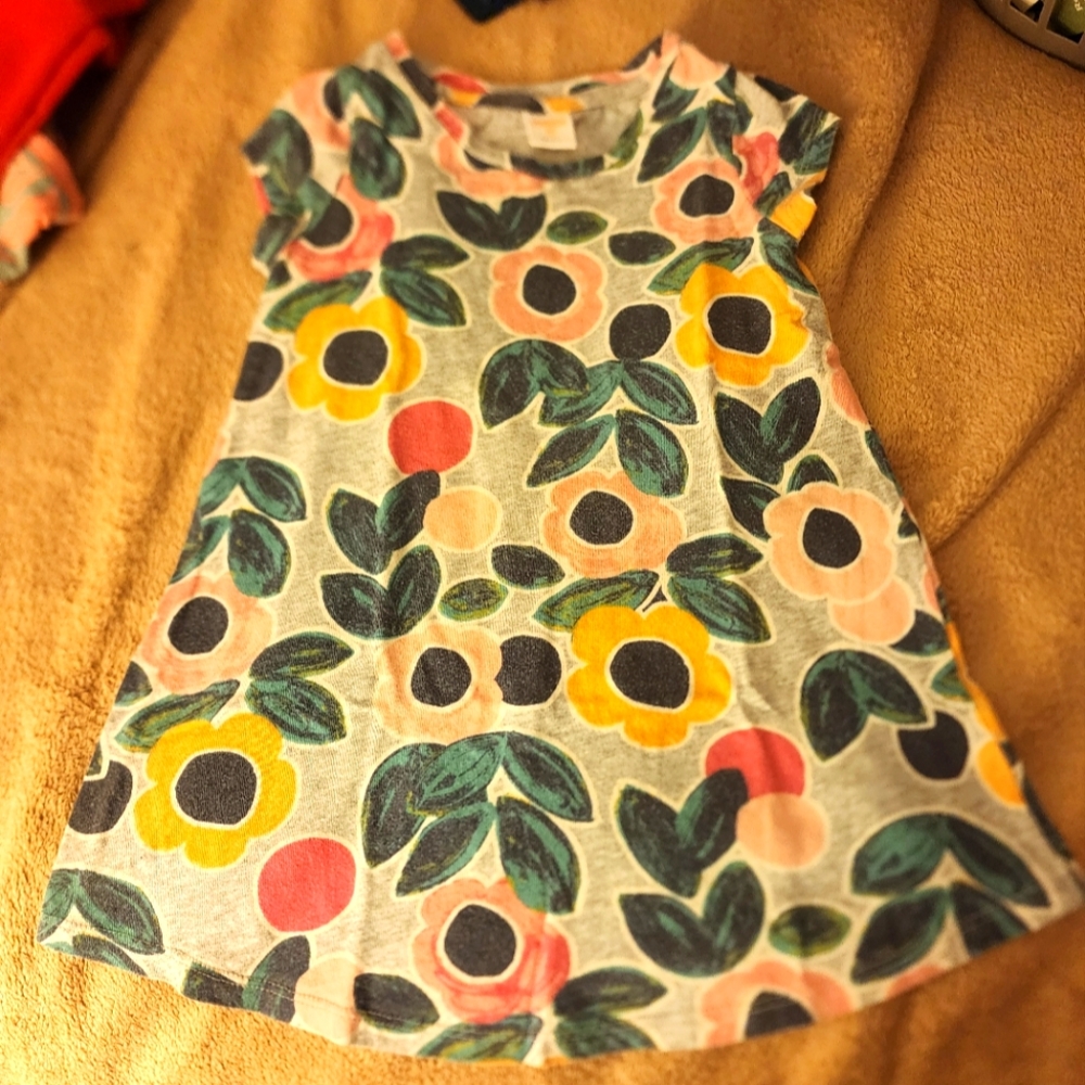 Sz 4 Gymboree Pink and Yellow Ss Tshirt Dress